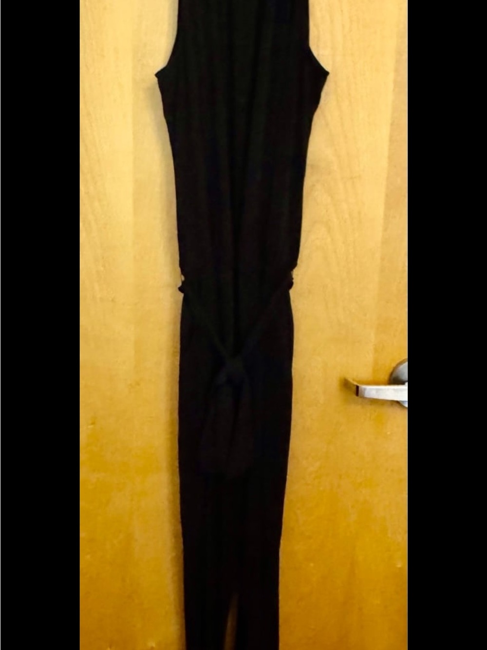 Catherine Malandrino Black Sleeveless Halter Jumpsuit with Tie Waist XL